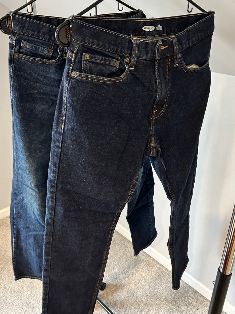 2 Pairs of Navy Dark Indigo Slim Jeans.